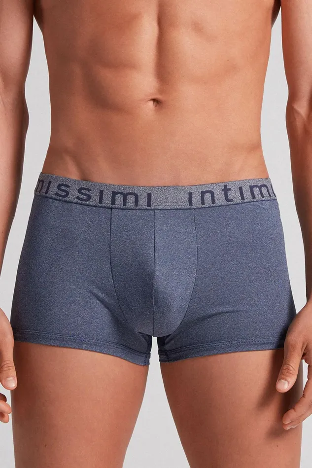 Intimissimi Boxers Men Microfiber Logo Boxer Shorts Blue 5210 8211 Denim Blue Blend