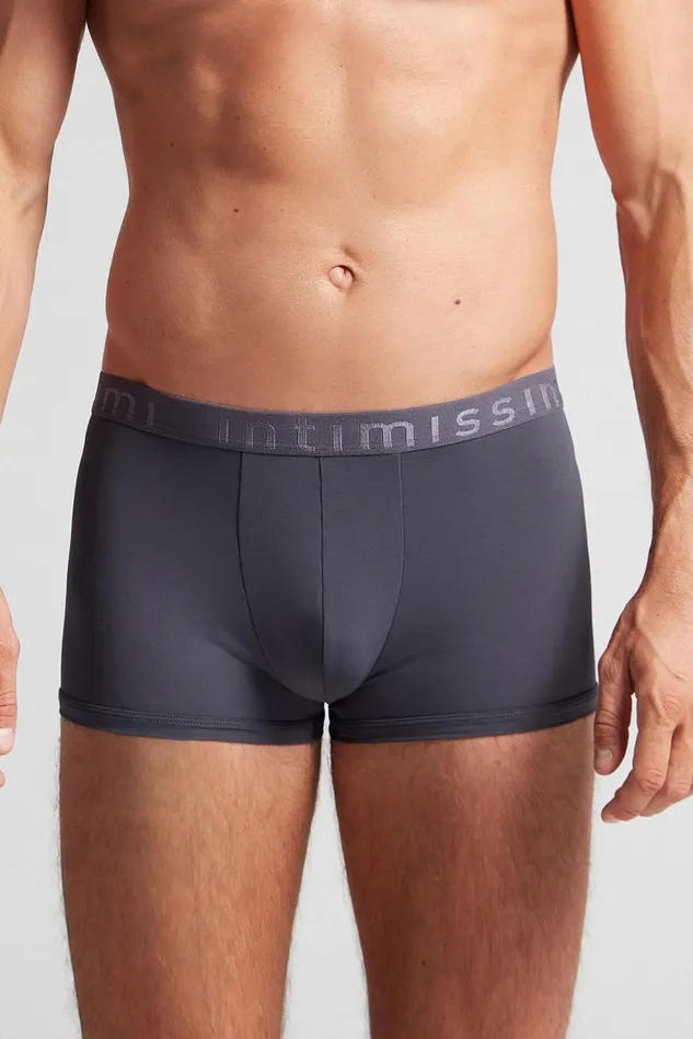 Intimissimi Boxers Men Microfiber Logo Boxer Shorts Grey 9963 8211 Soot Grey