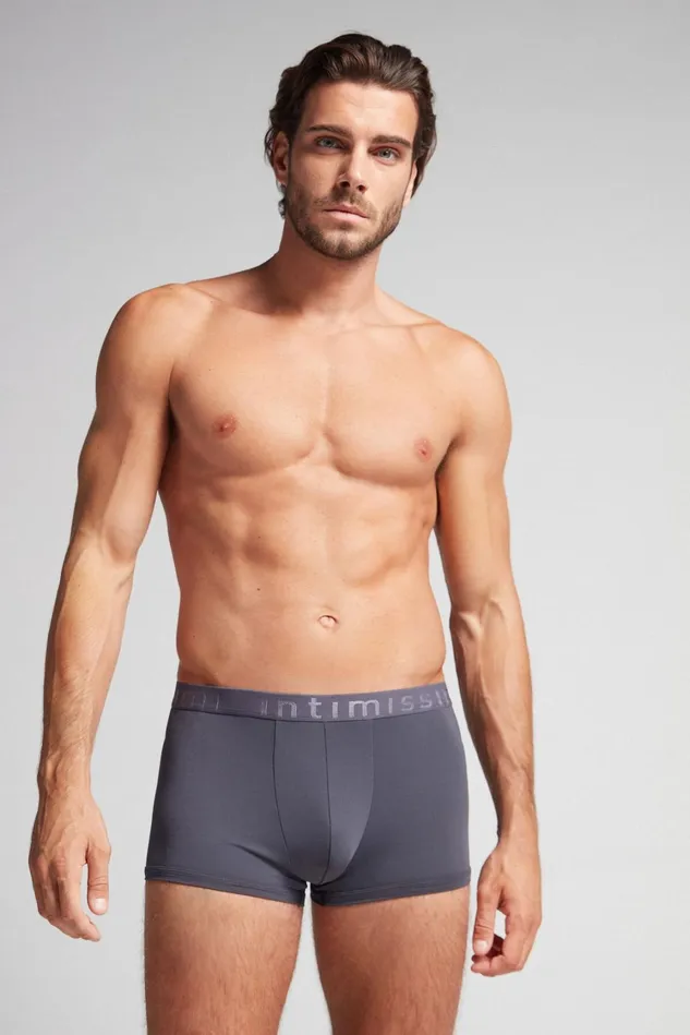 Intimissimi Boxers Men Microfiber Logo Boxer Shorts Grey 9963 8211 Soot Grey