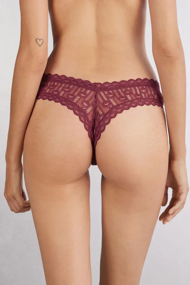 Intimissimi Brazilian Cut Women Elegant Silhouette 80s Style Brazilian Burgundy 653j 8211 Folk Red