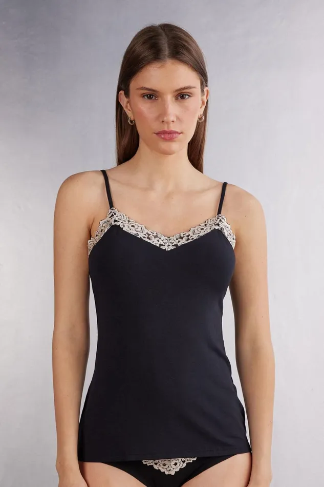 Intimissimi Camisoles Tank Tops Women Pretty Flowers Modal Top Multicolor 9887 8211 Blackivory Intimissimi Camisoles Tank Tops Women Pretty Flowers Modal Top Multicolor 9887 8211 Blackivory