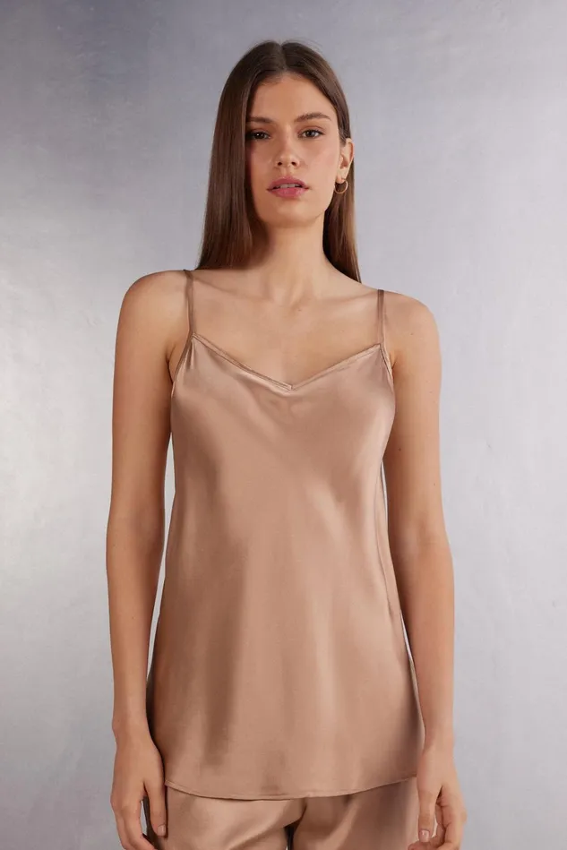 Intimissimi Camisoles Tank Tops Women Silk Satin Top With VNeckline Natural 163i 8211 Satin Pink Intimissimi Camisoles Tank Tops Women Silk Satin Top With VNeckline Natural 163i 8211 Satin Pink