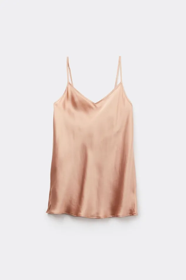 Intimissimi Camisoles Tank Tops Women Silk Satin Top With VNeckline Natural 163i 8211 Satin Pink