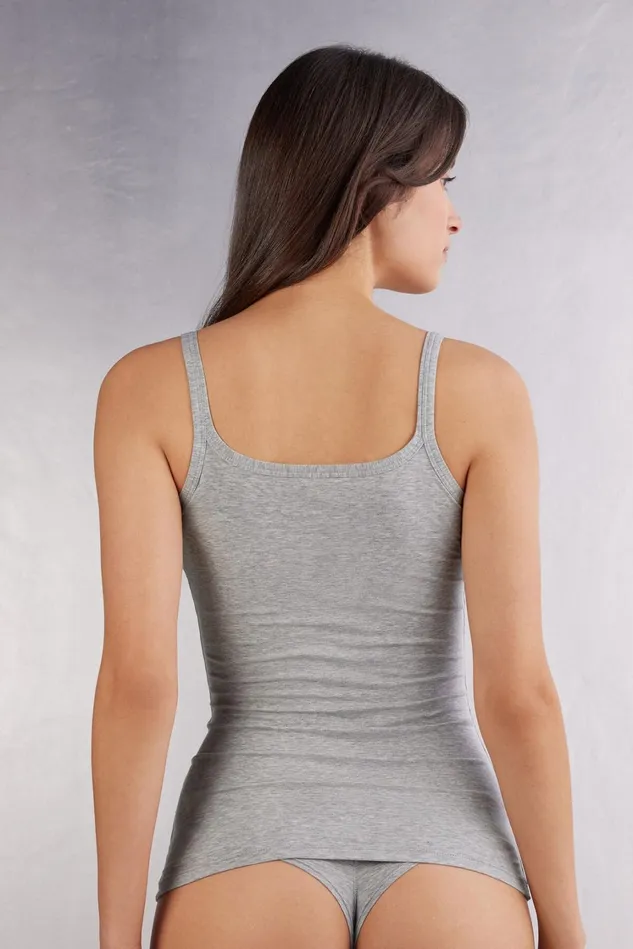Intimissimi Camisoles Tank Tops Women Spaghetti Strap Top In Cotton Grey 031 8211 Light Heathered Grey