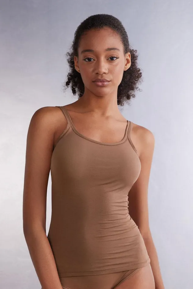 Intimissimi Camisoles Tank Tops Women Ultralight Cotton Top Natural 502i 8211 Caramel Intimissimi Camisoles Tank Tops Women Ultralight Cotton Top Natural 502i 8211 Caramel