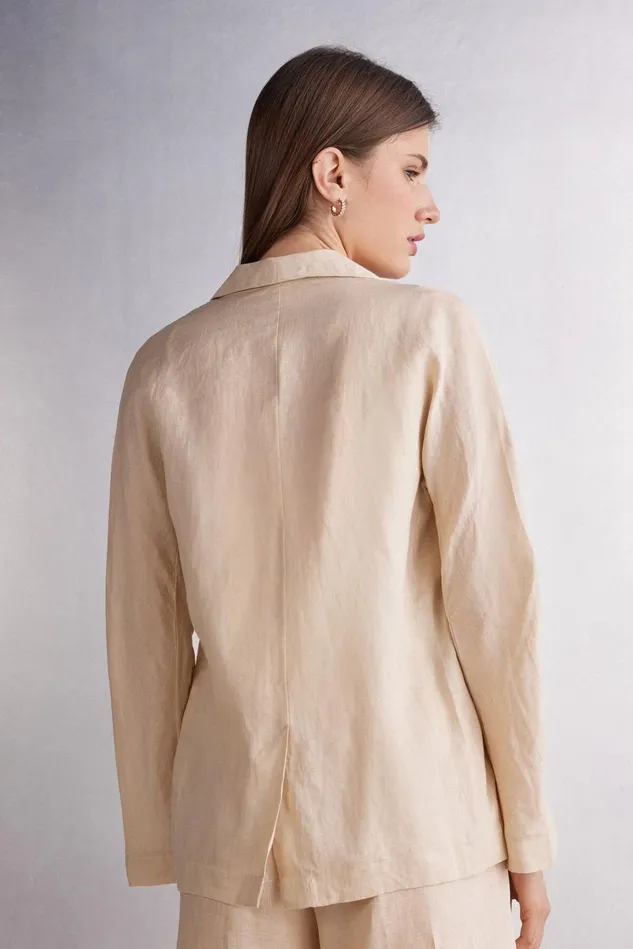 Intimissimi Cardigans Jackets Women Linen Cloth Double Breasted Jacket Natural 913i 8211 Rope Beige
