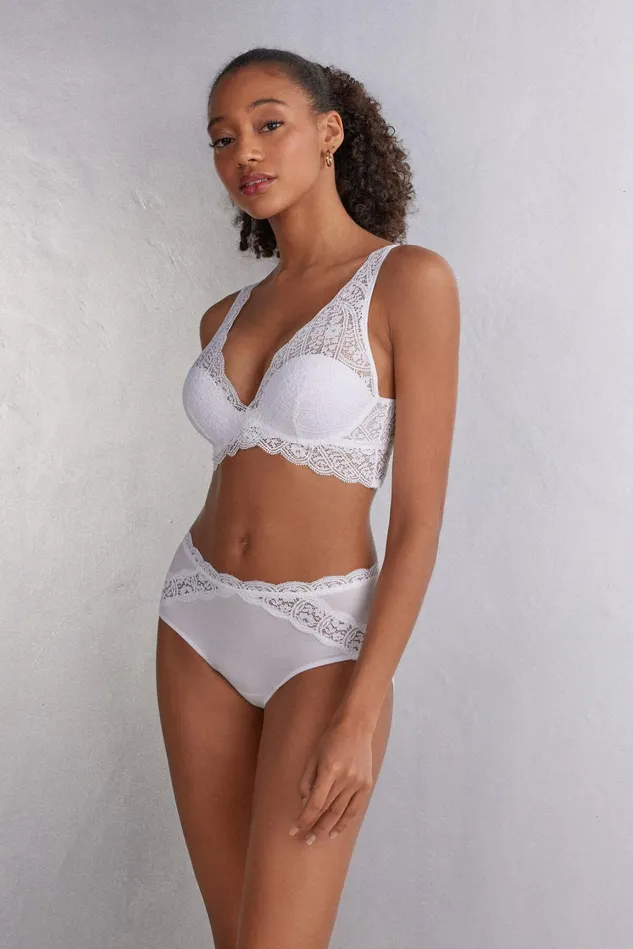 Intimissimi HighWaisted Briefs Women Flower Paisley Cotton Panties White 001 8211 White