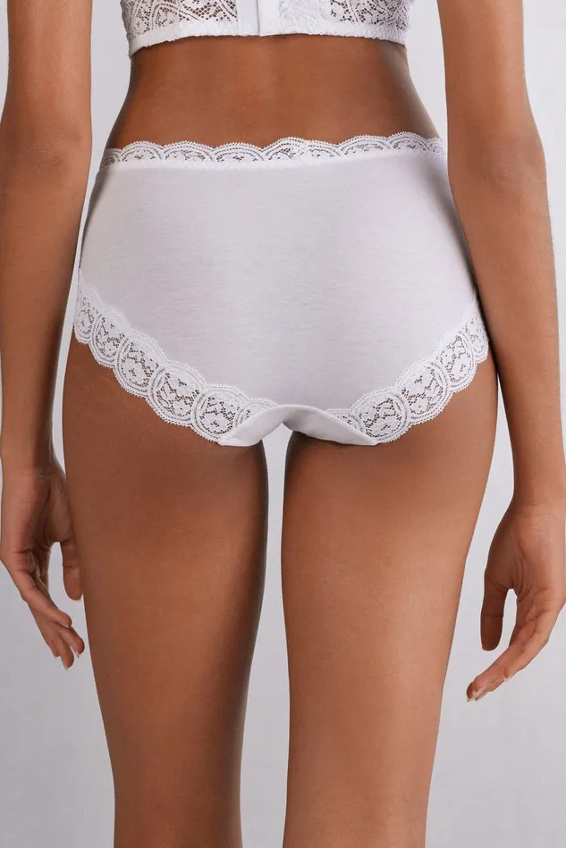 Intimissimi HighWaisted Briefs Women Flower Paisley Cotton Panties White 001 8211 White