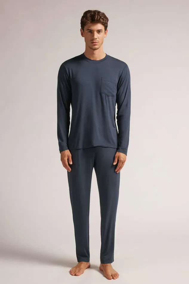 Intimissimi Long Pajamas Men Full Length Micromodal Pajamas Blue 800 8211 Blu Notte Intimissimi Long Pajamas Men Full Length Micromodal Pajamas Blue 800 8211 Blu Notte