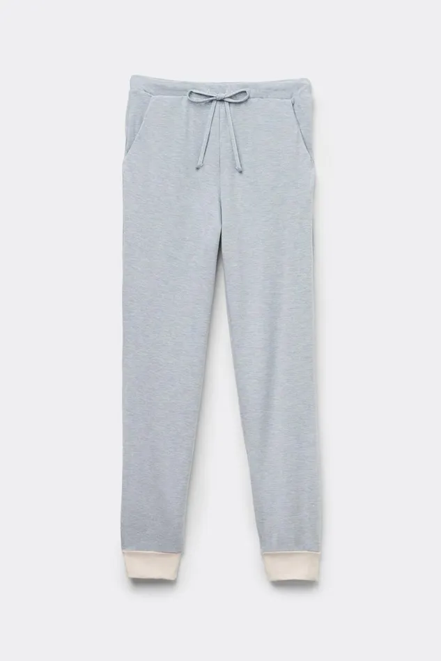 Intimissimi Long Pajamas Women Cold Winter Night Cuffed Pants In Modal With Wool Ivory 776j 8211 Azzurro Melangeseta