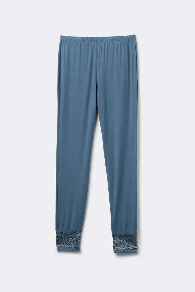 Intimissimi Long Pajamas Women Pretty Flowers Full Length Cuffed Modal Pants Blue 658j 8211 Lapis Blue