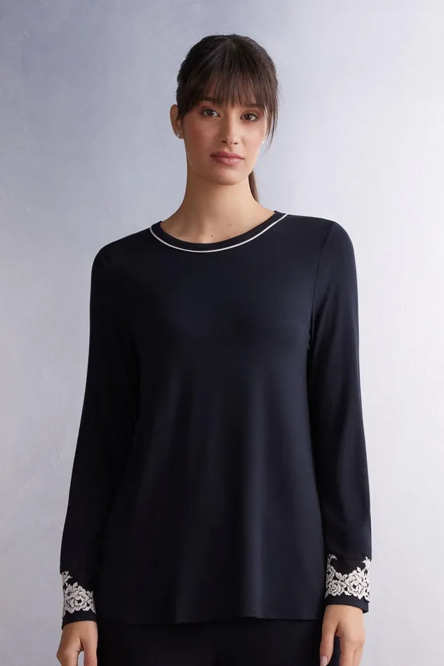 Intimissimi Long Pajamas Women Pretty Flowers Modal Top Multicolor 9887 8211 Blackivory Intimissimi Long Pajamas Women Pretty Flowers Modal Top Multicolor 9887 8211 Blackivory