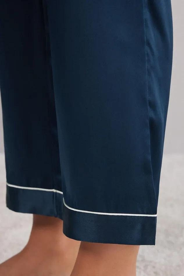 Intimissimi Long Pajamas Women Silk Satin Pajama Pants Blue 1467 8211 Intense Blue