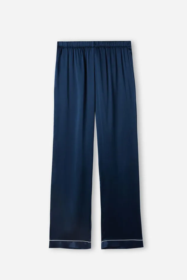 Intimissimi Long Pajamas Women Silk Satin Pajama Pants Blue 1467 8211 Intense Blue