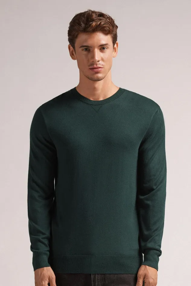 Intimissimi Long Sleeve Tops Men Long Sleeve Crewneck Top Green 132j 8211 Verde Scuro Intimissimi Long Sleeve Tops Men Long Sleeve Crewneck Top Green 132j 8211 Verde Scuro