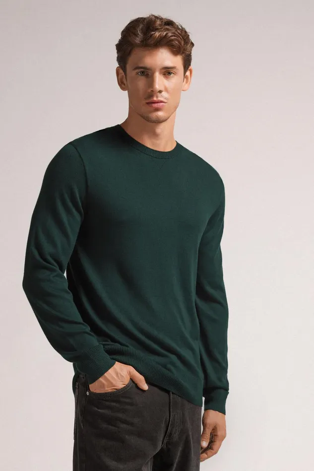 Intimissimi Long Sleeve Tops Men Long Sleeve Crewneck Top Green 132j 8211 Verde Scuro