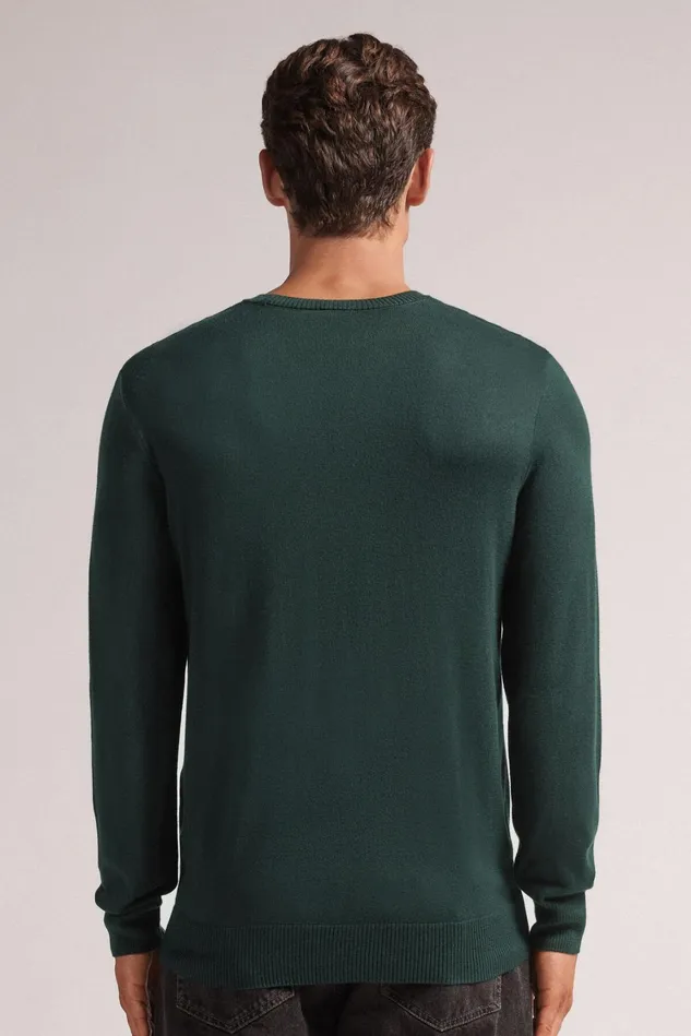 Intimissimi Long Sleeve Tops Men Long Sleeve Crewneck Top Green 132j 8211 Verde Scuro