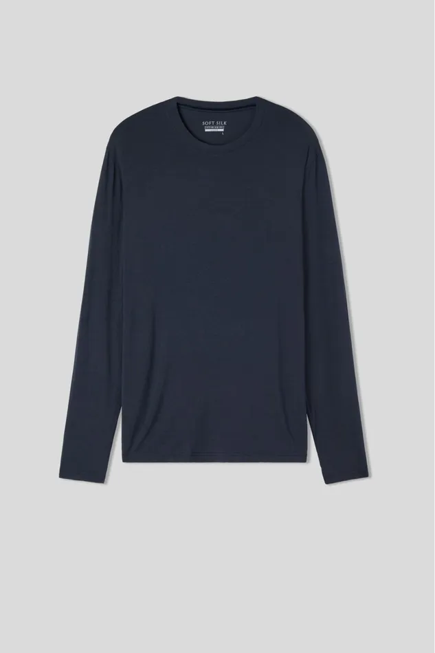 Intimissimi Long Sleeve Tops Men Soft Silk Long Sleeve Top Blue 800 8211 Blu Notte