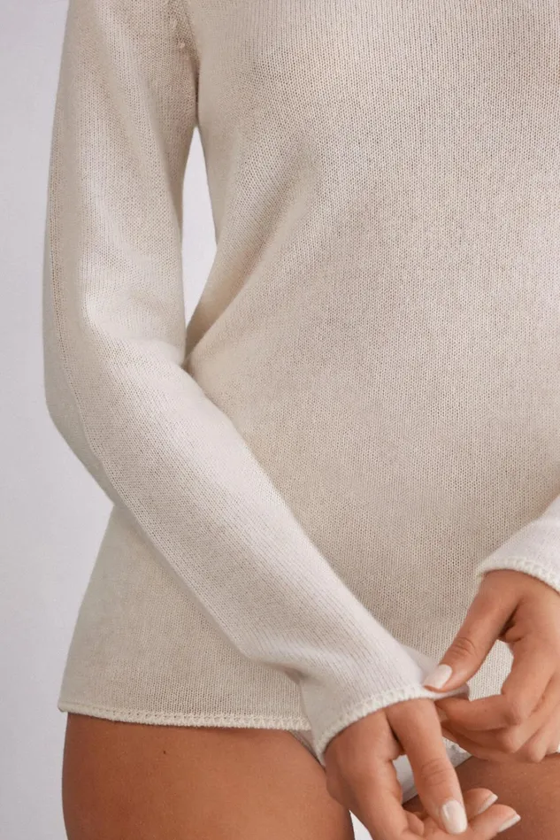 Intimissimi Long Sleeve Tops Women 100 Cashmere Long Sleeve Top Ivory 711j 8211 Vanilla
