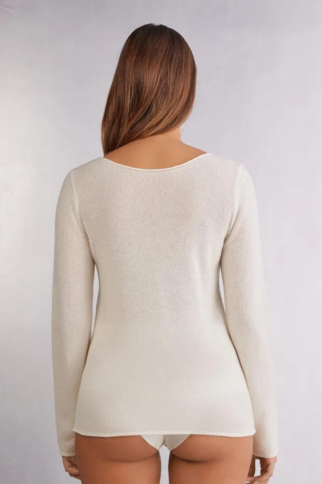 Intimissimi Long Sleeve Tops Women 100 Cashmere Long Sleeve Top Ivory 711j 8211 Vanilla
