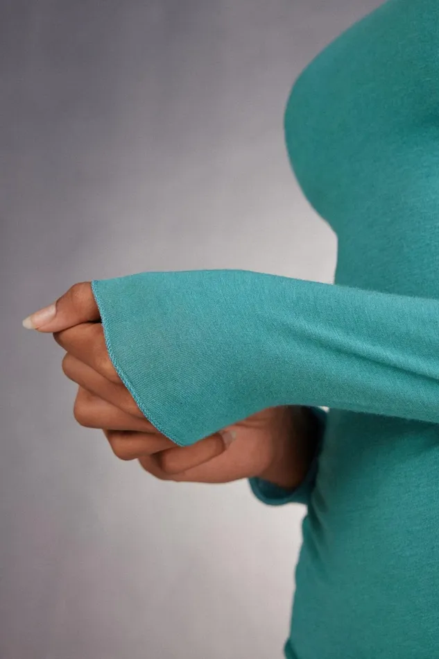 Intimissimi Long Sleeve Tops Women Boat Neck Modal Cashmere Ultralight Top Blue 654j 8211 Lagoon Blue