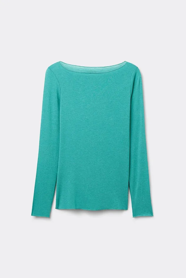 Intimissimi Long Sleeve Tops Women Boat Neck Modal Cashmere Ultralight Top Blue 654j 8211 Lagoon Blue