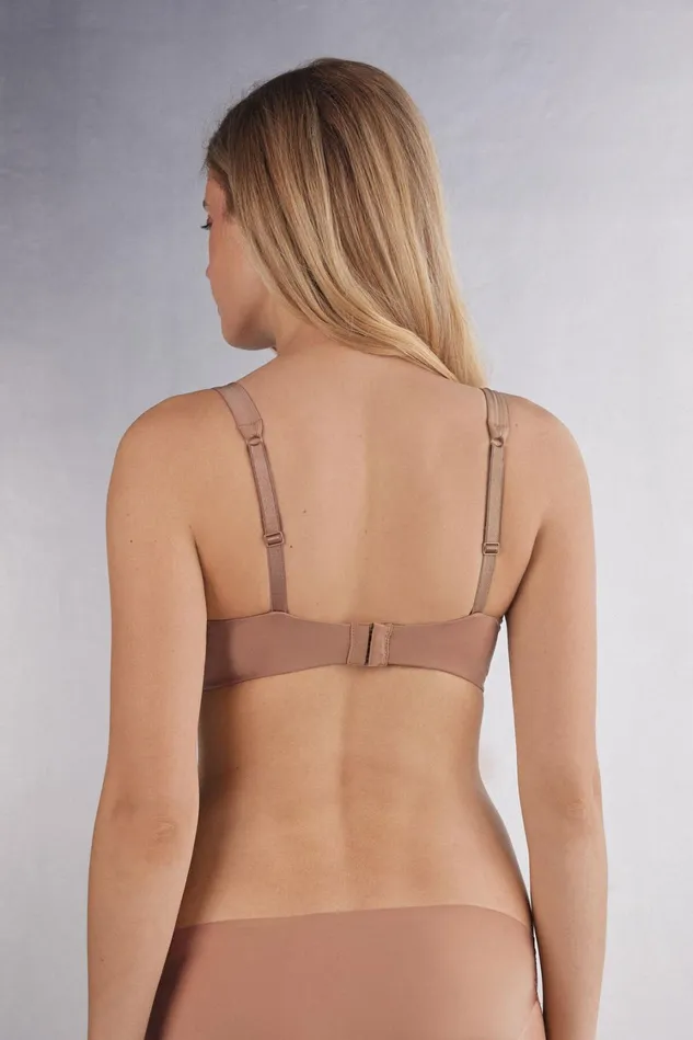 Intimissimi NonPadded Women Greta Comfort Lounge Balconette Bra In Ultralight Microfiber Natural 417i 8211 Marrone Cappuccino