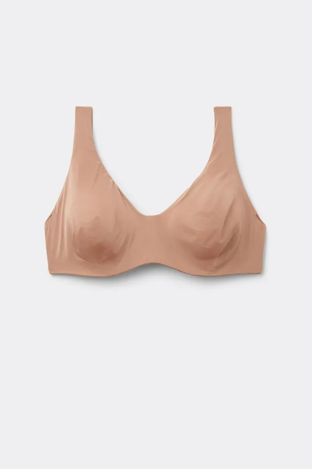 Intimissimi NonPadded Women Greta Comfort Lounge Balconette Bra In Ultralight Microfiber Natural 417i 8211 Marrone Cappuccino