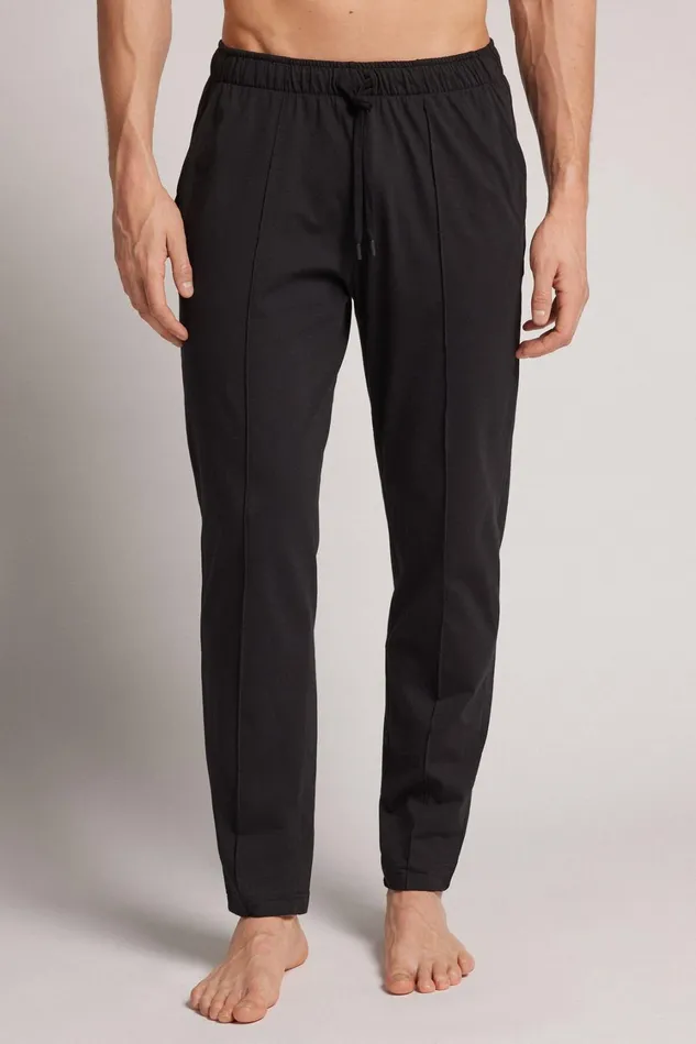 Intimissimi Pants Men Full Length Cotton Pants With Rib Black 019 8211 Black