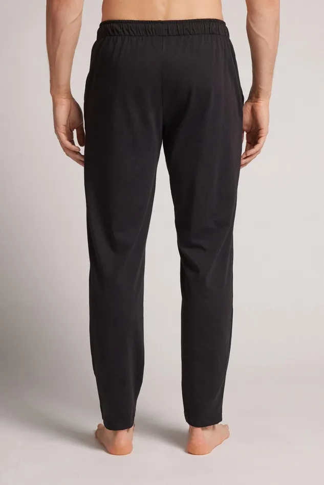 Intimissimi Pants Men Full Length Cotton Pants With Rib Black 019 8211 Black