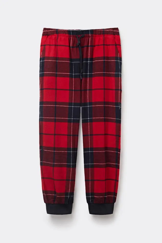 Intimissimi Pants Men Red Check Pants In Brushed Cotton Cloth Blue 739j 8211 Check Rossoblu Notte