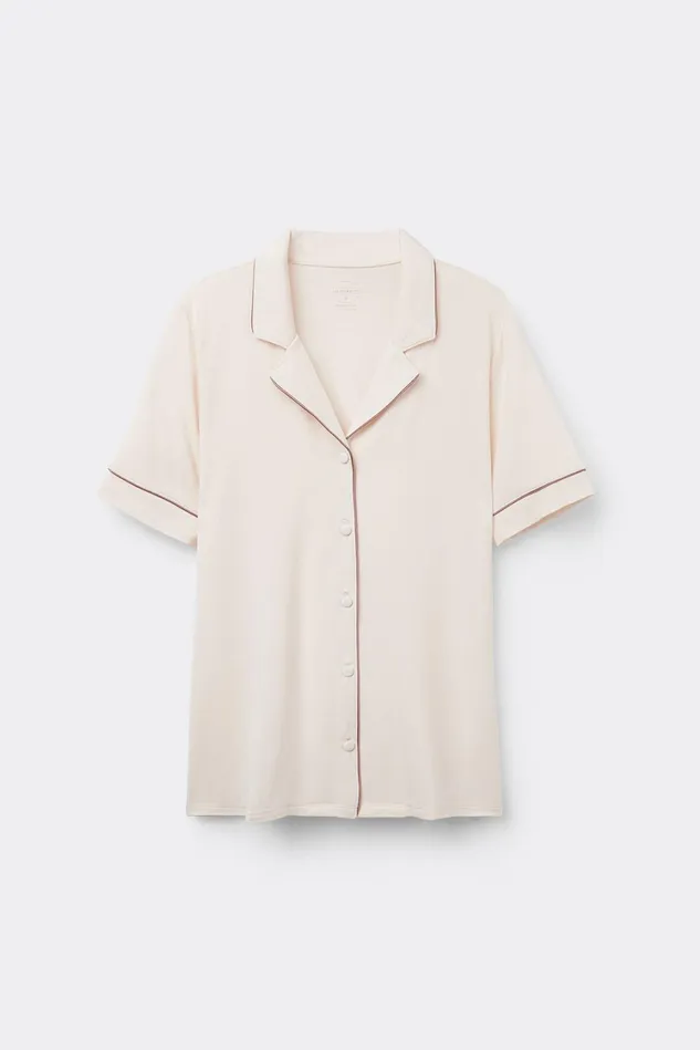 Intimissimi Short Pajamas Women Short Sleeve Button Up Shirt In Modal Ivory 612i 8211 Vanilla Ivory