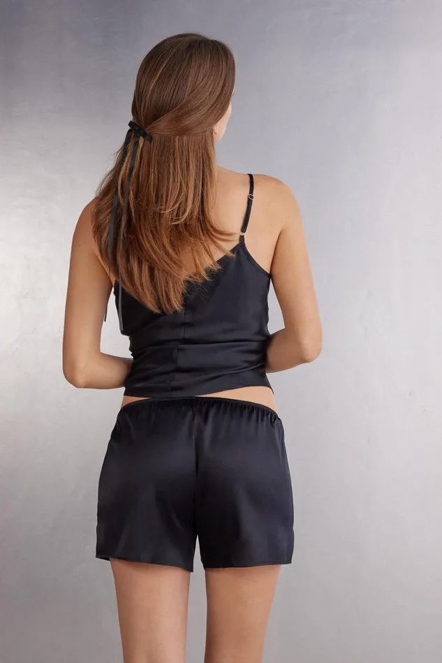 Intimissimi Short Pajamas Women Silk Shorts Black 019 8211 Black
