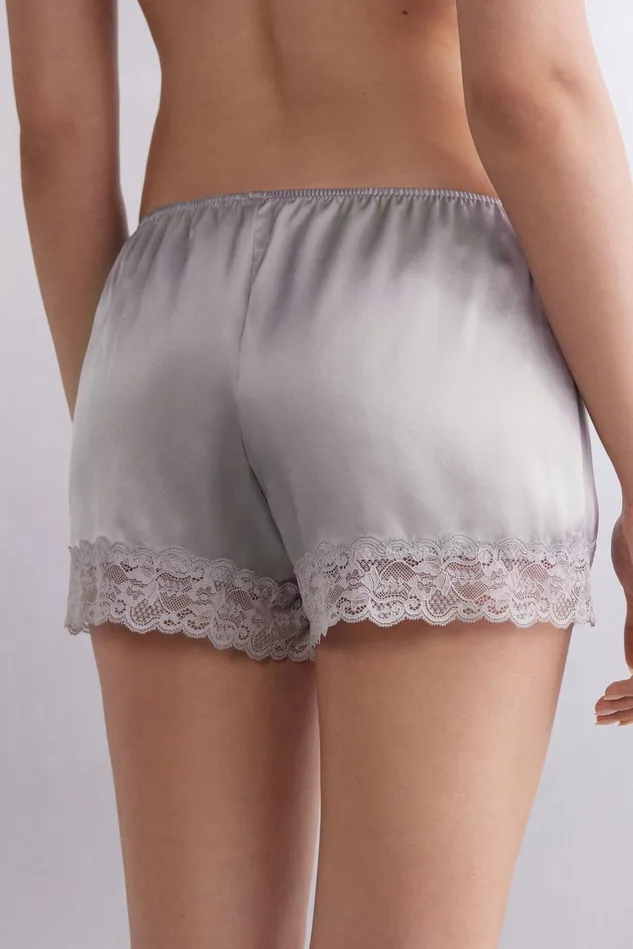 Intimissimi Short Pajamas Women Silk Shorts Pale Grey 347j 8211 Ice Grey