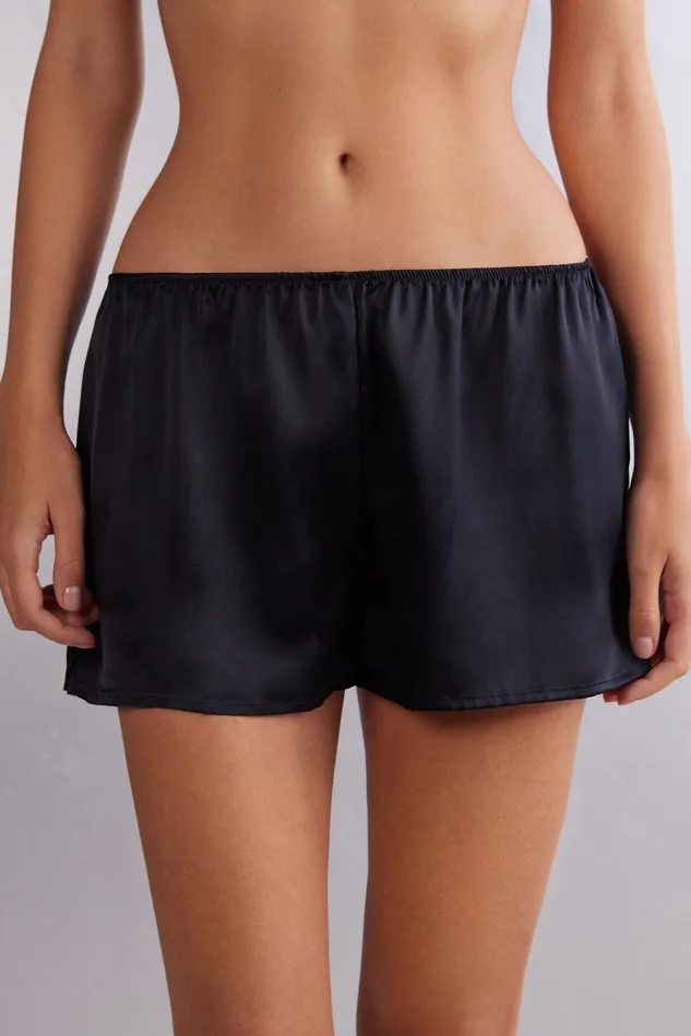Intimissimi Short Pajamas Women Smooth SilkSatin Shorts Black 019 8211 Black