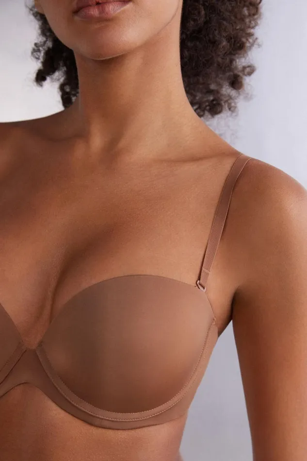 Intimissimi Strapless Bandeau Women Anna Bandeau Bra In Ultralight Microfiber Natural 502i 8211 Caramel