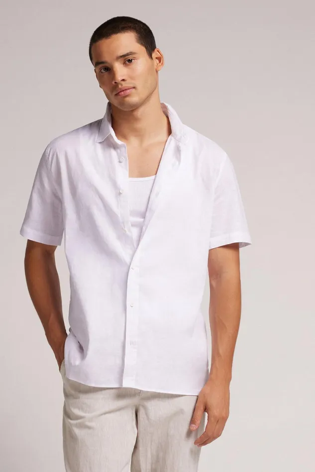Intimissimi TShirts Polos Men Linen And Cotton Short Sleeve Shirt White 001 8211 White