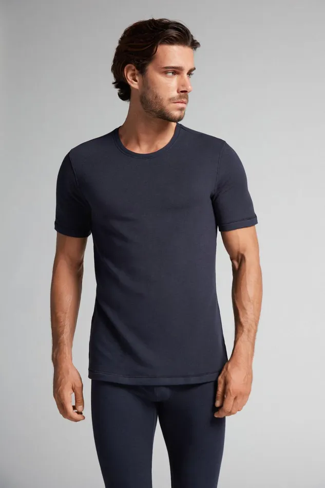 Intimissimi TShirts Polos Men ShortSleeve ModalCashmere Top Blue 800 8211 Blu Notte