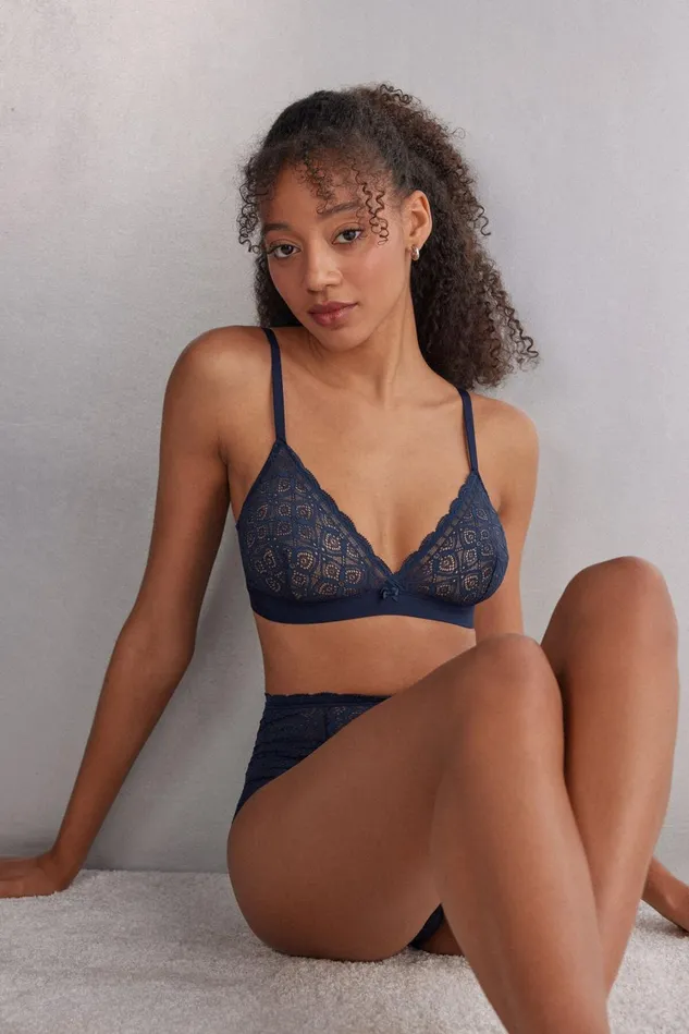 Intimissimi Triangle Women Emma Triangle Bra In Lace Blue 1467 8211 Intense Blue