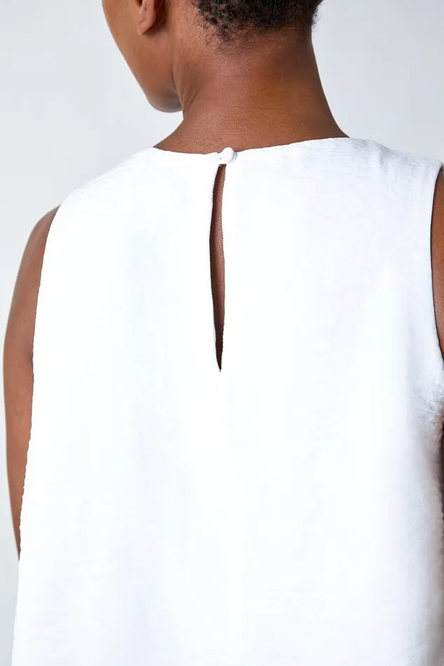 Ivory Tiered Sleeveless Vest Top Women Roman Tops