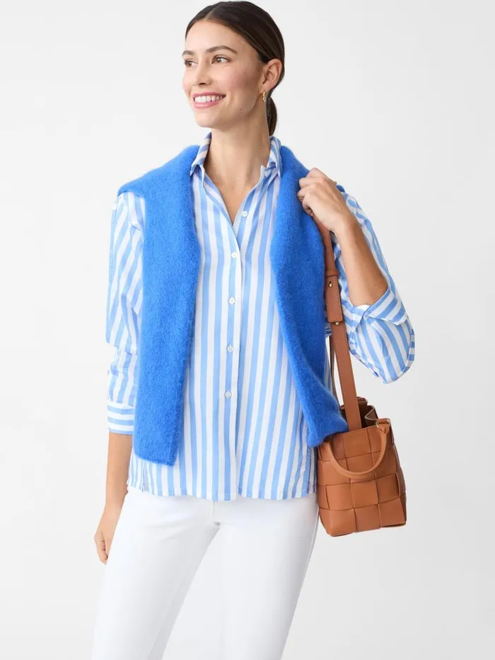 JMcLaughlin Alexis Shirt In Stripe Bluewhite Women Shirts and Tops