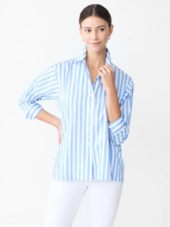 JMcLaughlin Alexis Shirt In Stripe Bluewhite Women Shirts and Tops JMcLaughlin Alexis Shirt In Stripe Bluewhite Women Shirts and Tops