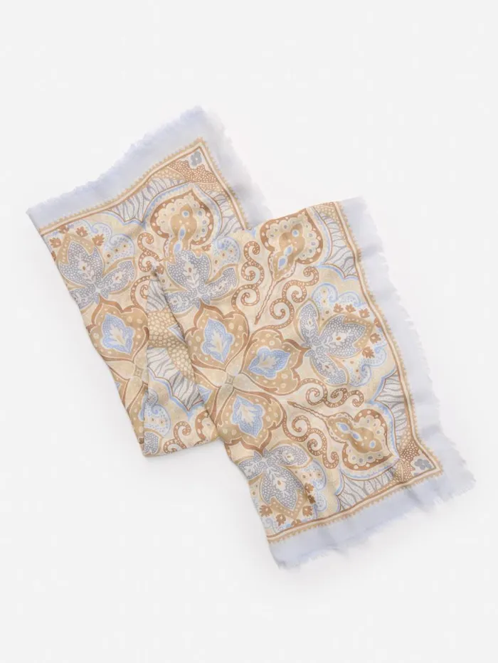 JMcLaughlin Bellini Scarf In Paisley Diamond Border Creamsand Women Scarves