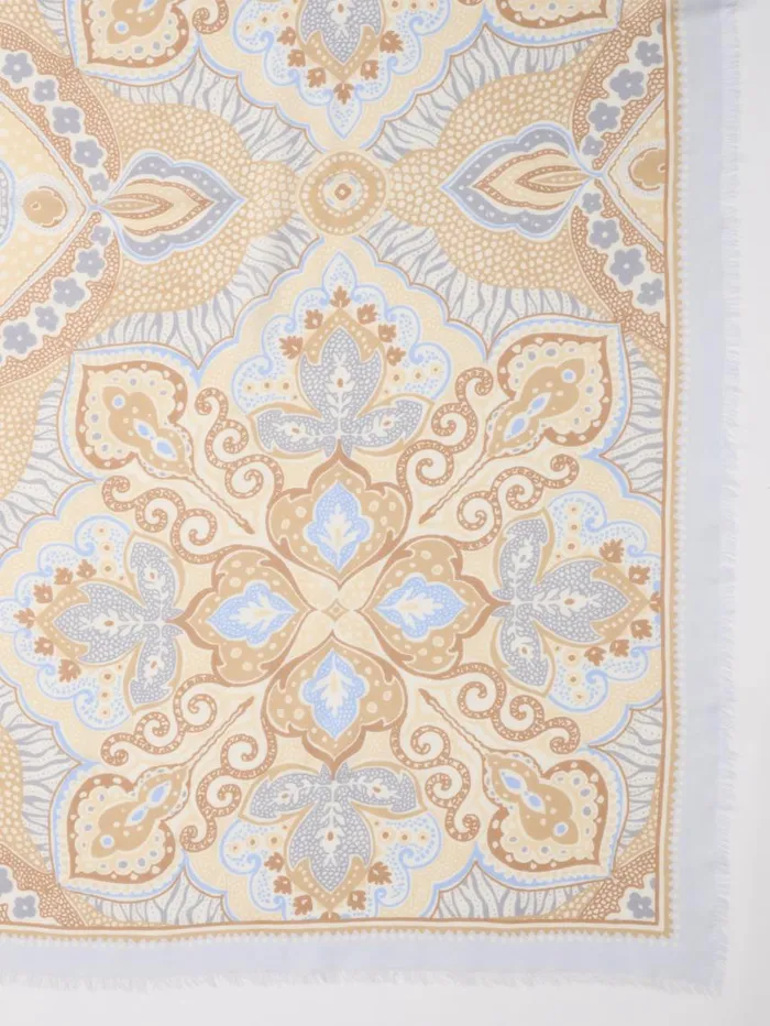 JMcLaughlin Bellini Scarf In Paisley Diamond Border Creamsand Women Scarves JMcLaughlin Bellini Scarf In Paisley Diamond Border Creamsand Women Scarves