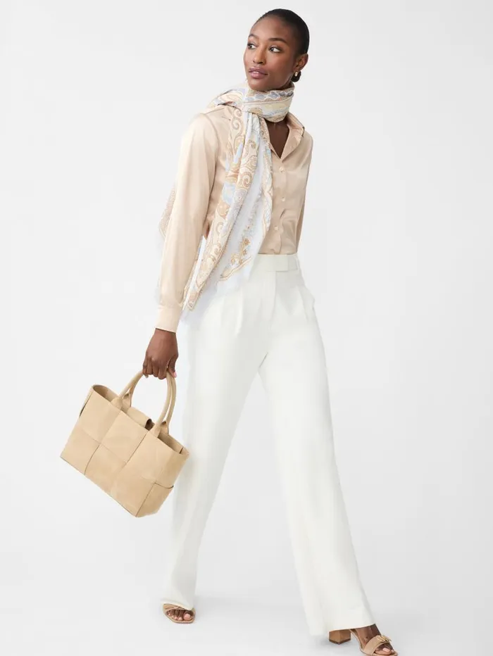 JMcLaughlin Bellini Scarf In Paisley Diamond Border Creamsand Women Scarves JMcLaughlin Bellini Scarf In Paisley Diamond Border Creamsand Women Scarves