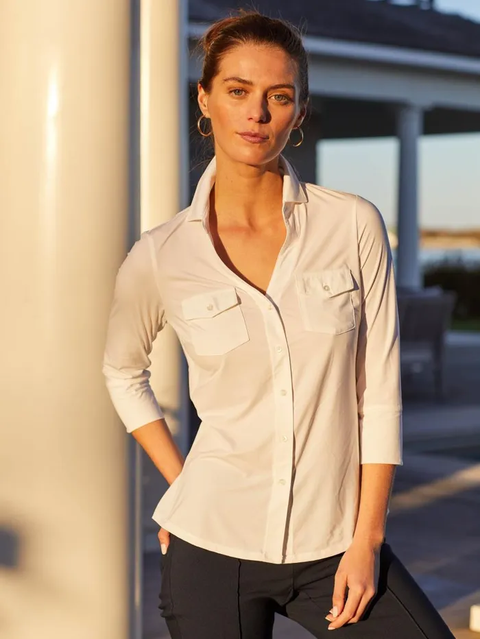 JMcLaughlin Brynn Lyford Jersey Shirt White Women Shirts and Tops