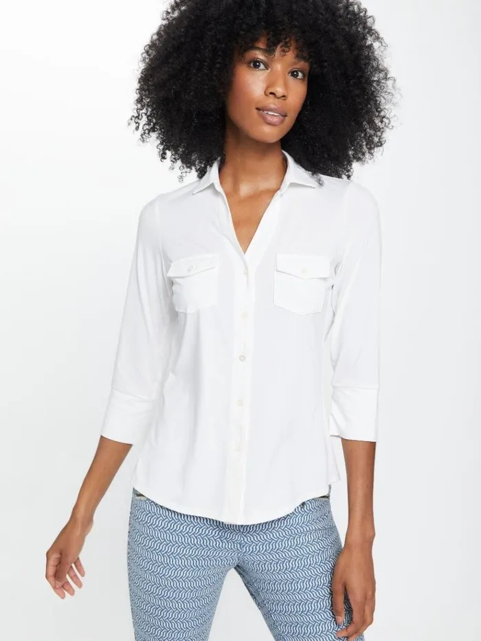 JMcLaughlin Brynn Lyford Jersey Shirt White Women Shirts and Tops JMcLaughlin Brynn Lyford Jersey Shirt White Women Shirts and Tops