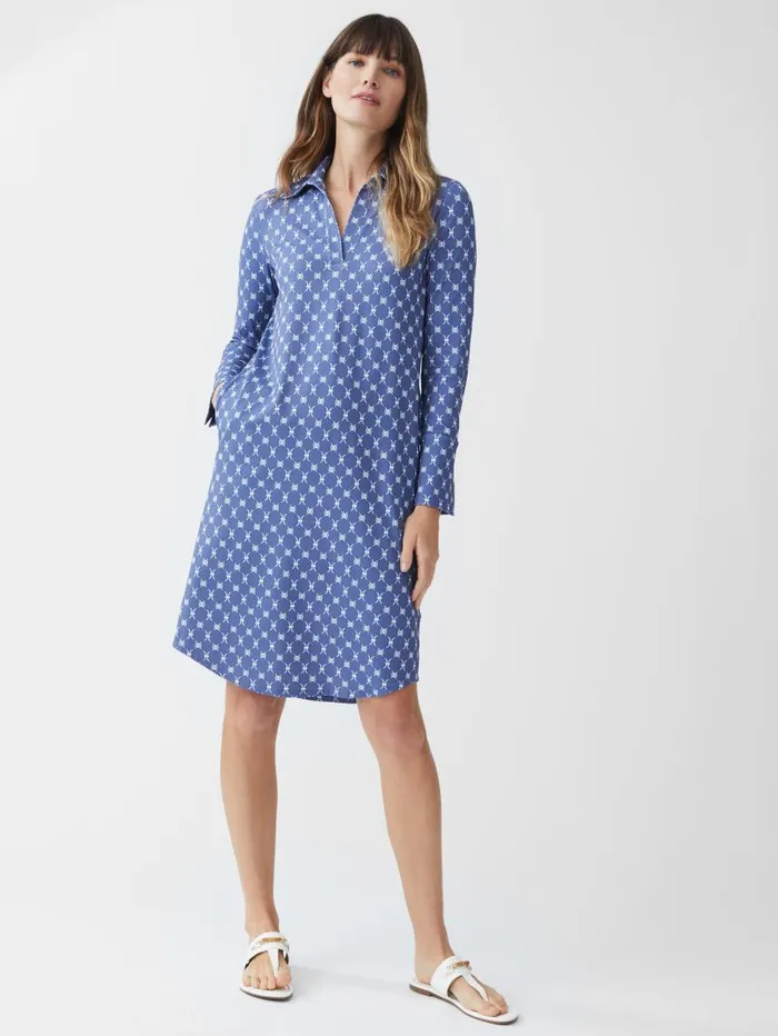 JMcLaughlin Cagney Dress In Sussex Interlock Dark Blueblue Women Dresses