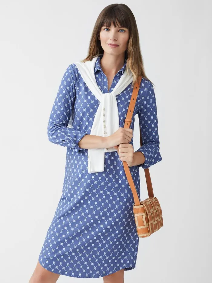JMcLaughlin Cagney Dress In Sussex Interlock Dark Blueblue Women Dresses JMcLaughlin Cagney Dress In Sussex Interlock Dark Blueblue Women Dresses