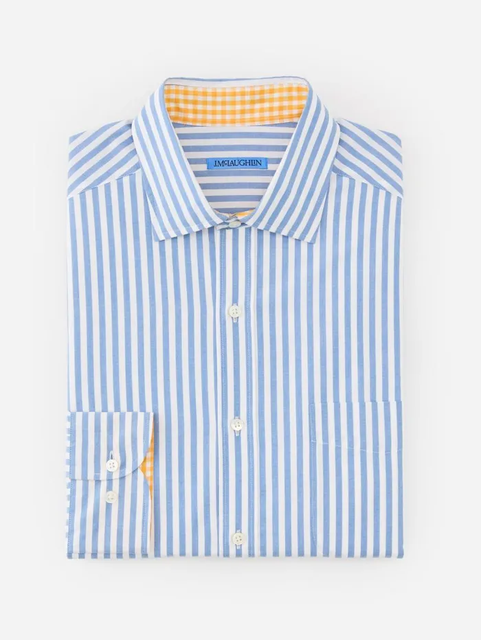 JMcLaughlin Club Classic Fit Shirt In Bengal Stripe Bluewhite Men Shirts